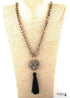 Boho Necklace, RH Amazonite Jasper, Circle Tassel Green White Natural Stone